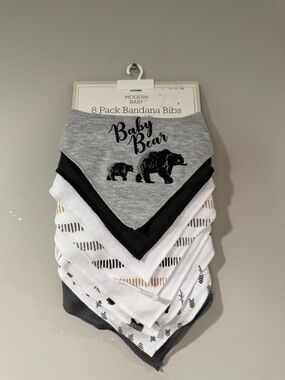 Baby Bear Gray Bandana Bibs - 8 Pack